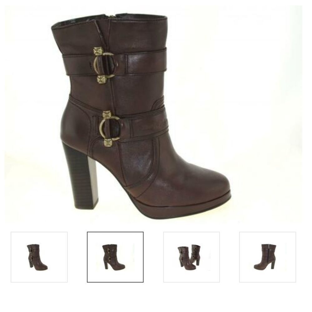 Harley Davidson D84520 Marissa Sexy Dark Brown Toggle Closure Heeled Boots Sz 7